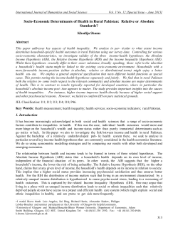 Socio-Economic Determinants of Health in Rural Pakistan: Relative
