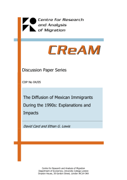 Discussion Paper Series The Diffusion of Mexican Immigrants