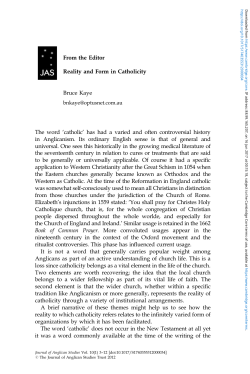 From the Editor Reality and Form in Catholicity Bruce Kaye The word