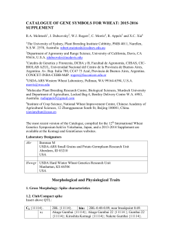 CATALOGUE OF GENE SYMBOLS FOR WHEAT: 2015