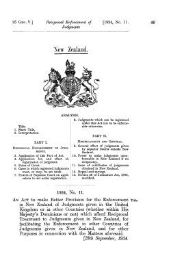 25 GEO V 1934 No 11 Reciprocal Enforcement of Judgments