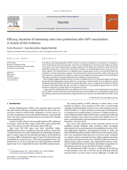 Efficacy, duration of immunity and cross protection after HPV