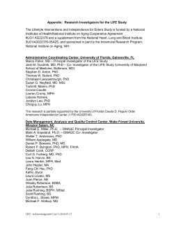 LIFE Acknowledgement List