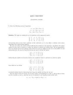 QUIZ 1 SOLUTION 1. Solve the following system of equations: x1