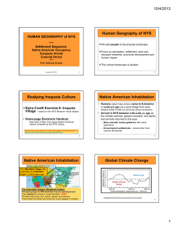 Human Geography of NYS Studying Iroquois Culture Native
