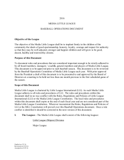 2016 MEDIA LITTLE LEAGUE BASEBALL OPERATIONS