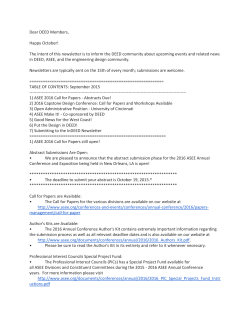 Dear DEED Members, Happy October! The intent of - ASEE-DEED