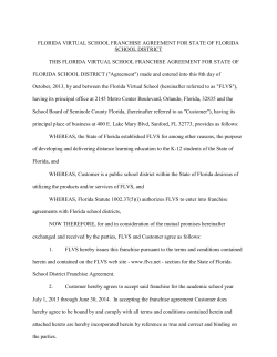 FLORIDA VIRTUAL SCHOOL FRANCHISE AGREEMENT FOR
