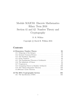 Number Theory and Cryptography