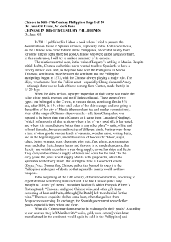 Chinese in 16th-17th Century Philippines Page 1 of 20 Dr. Juan Gil