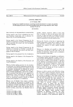 of restrictions, the General Programmes provide that dence of formal