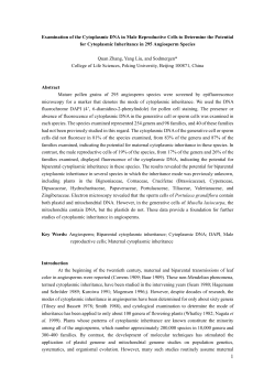 Examination of the Cytoplasmic DNA in Male Reproductive Cells to