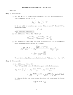 Solutions to Assignment #10 <MATH 1401 Kawai/Engau (Page 1