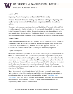 August 8, 2016 Regarding: Faculty funding lines for departed UW