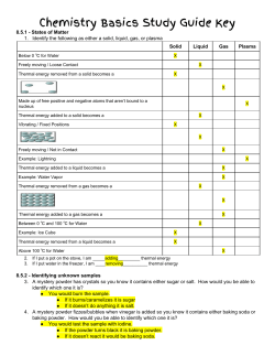 Chemistry Basics Study Guide Key