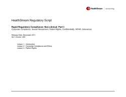 Rapid Regulatory Compliance: Non-clinical