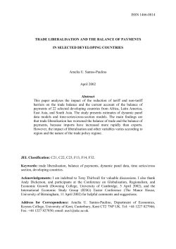 trade liberalisation and the balance of payments