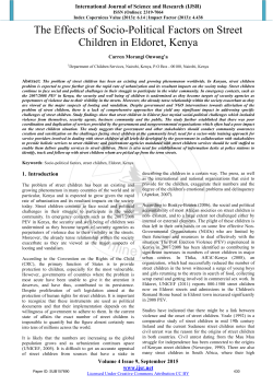 The Effects of Socio-Political Factors on Street Children in Eldoret