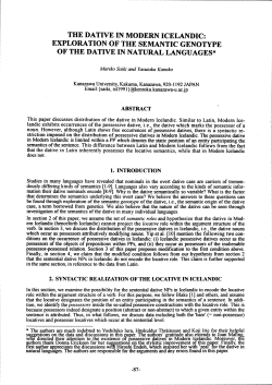 the dative in modern icelandic - Association for Computational