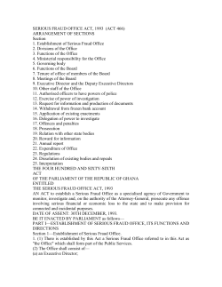 SERIOUS FRAUD OFFICE ACT, 1993 (ACT 466) ARRANGEMENT