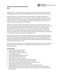 Summer Community Assistant Job Ad 2017