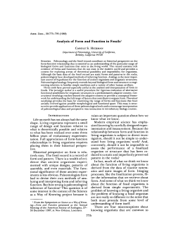 Analysis of Form and Function in Fossils1