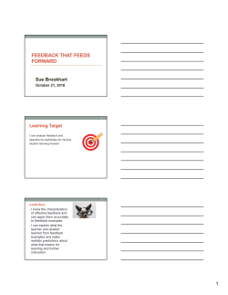 FEEDBACK THAT FEEDS FORWARD