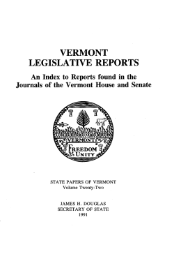 An Index to Reports found in the Journals of the Vermont House and