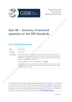 Item 06 &ndash; Summary of technical questions on the GRI Standards
