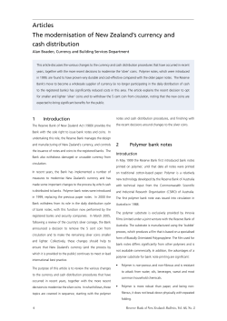 The modernisation of New Zealand`s currency and cash distribution