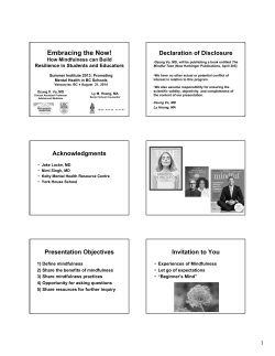 Embracing the Now! - Kelty Mental Health