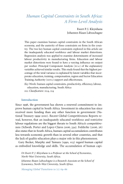 Human Capital Constraints in South Africa: A Firm