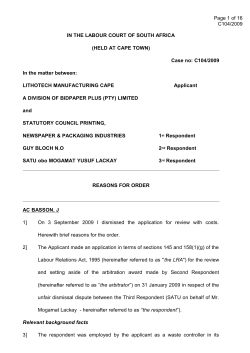 in the labour court of south africa