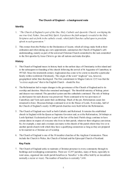 1 The Church of England &ndash; a background note Identity 1. &ldquo;The