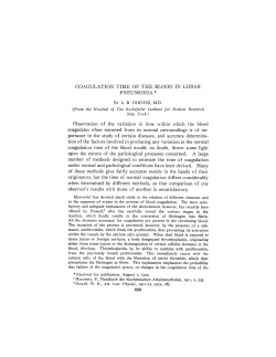 COAGULATION TIME OF THE BLOOD IN LOBAR