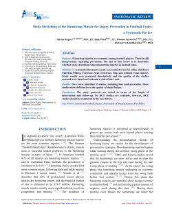 Static Stretching of the Hamstring Muscle for Injury Prevention in