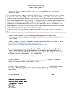 Parent Permission Slip The King`s Speech