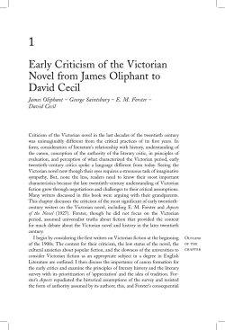 Early Criticism of the Victorian Novel from James Oliphant to David