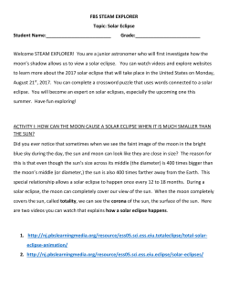 FBS STEAM EXPLORER Topic: Solar Eclipse