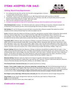 items accepted for sale