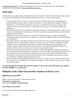 Motivation Definition of the Tidal Characteristic Numbers of Water