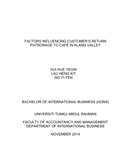 factors influencing customer`s return patronage to caf&eacute; in klang