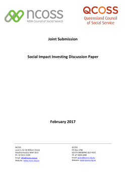 Joint Submission Social Impact Investing Discussion Paper