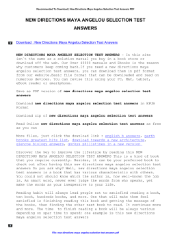 New Directions Maya Angelou Selection Test Answers