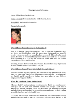 My experience in Lugano Name: Silvia Alazne Garc&iacute;a Nonay