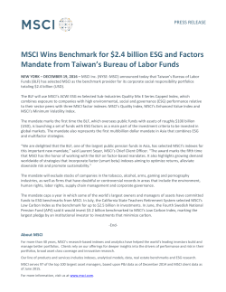 MSCI Wins Benchmark for $2.4 billion ESG and Factors Mandate