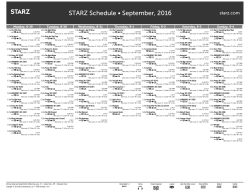 STARZ Schedule • September, 2016