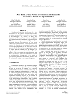 Does the is Artifact Matter in Sociomateriality Research? A Literature