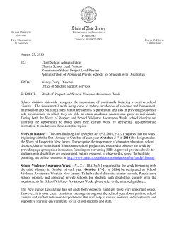 Memo for Week of Respect and School Violence Awareness Week
