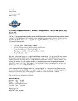 Hockey NL Press Release - 2017 Bell Aliant Peewee AAA Atlantics